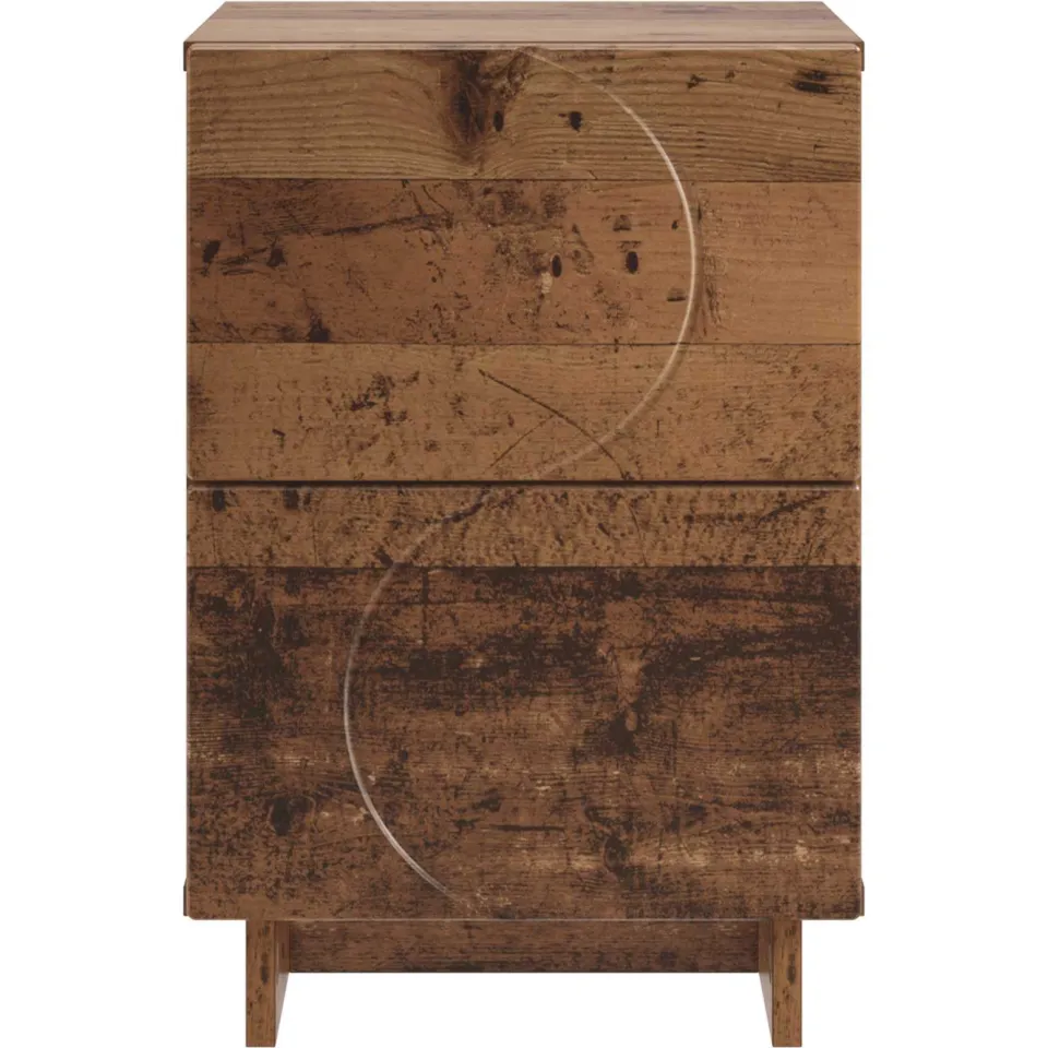 vidaXL Nachtkastje 2 st Oud hout 33,5 x 34,5 x 50 cm Bewerkt hout bruin, foto 4