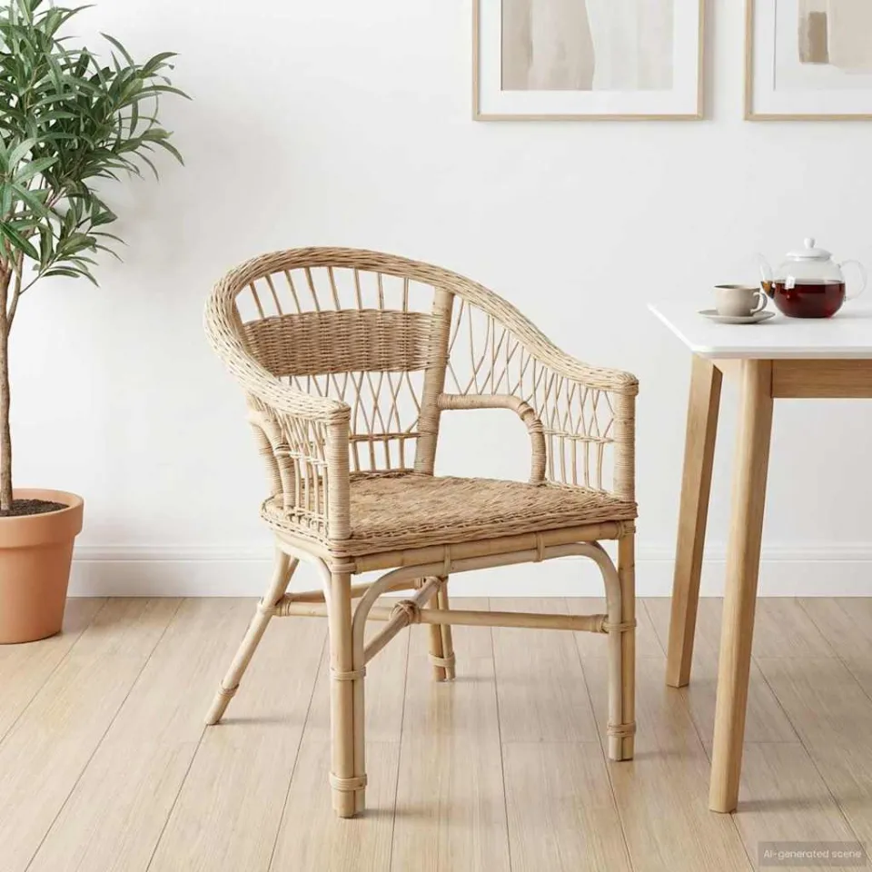 vidaXL Stapelstoel Rattan Naturel 60 x 60 x 81 cm, foto 2