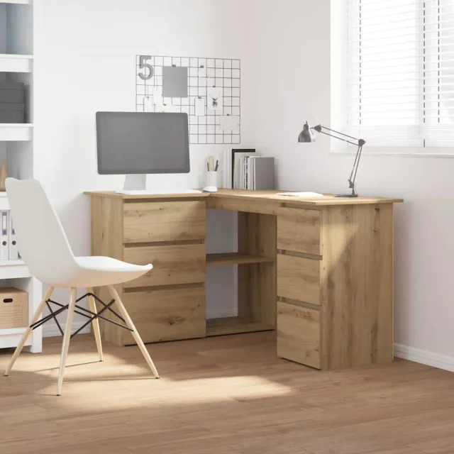 vidaXL Hoekbureau 145x100x76 cm bewerkt hout artisanaal eikenkleur Bruin
