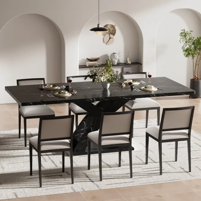 Merax Uitschuifbare eettafel - eettafel - keukentafel - balkontafel - houten eettafel - lengte 120 tot 160 cm - zwart