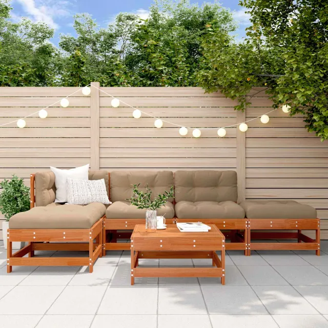 vidaXL Tuin loungeset 5 st Wax Bruin Den Massief grenenhout, foto 2