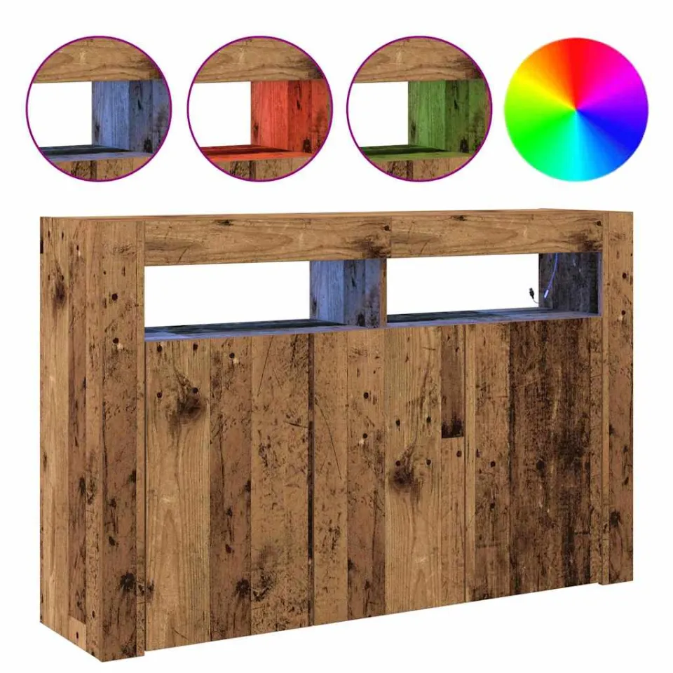 vidaXL Dressoir Oud hout 116 x 30 x 75 cm Bewerkt hout bruin, foto 4