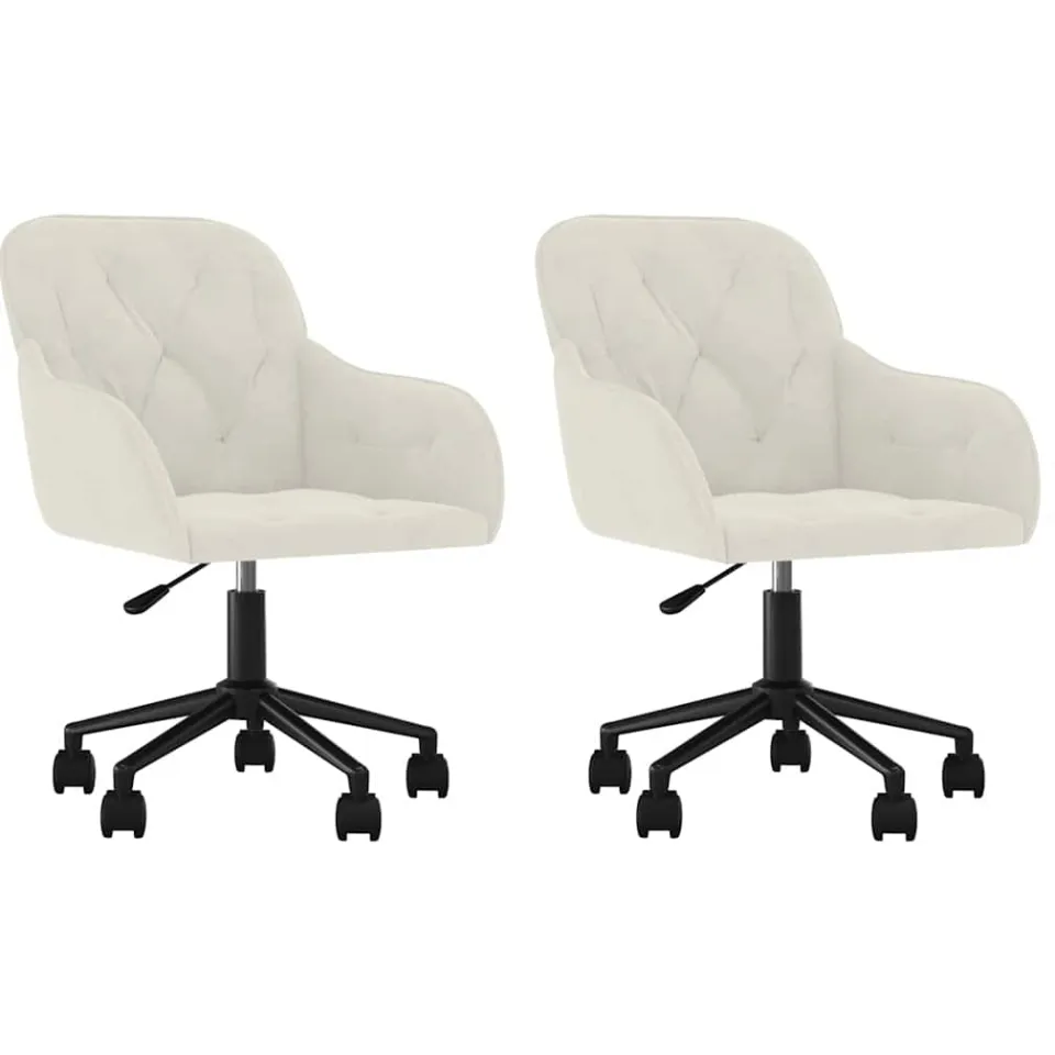 vidaXL Eetkamerstoelen draaibaar 2 st fluweel crèmekleurig, foto 3