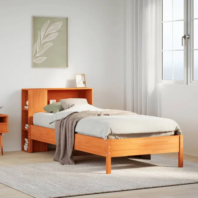 vidaXL Bed met boekenkast zonder matras grenenhout wasbruin 100x200 cm bruin