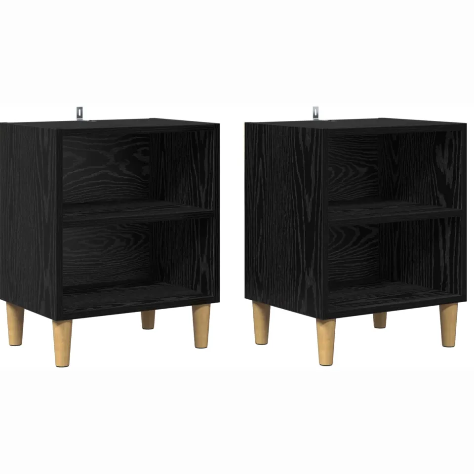 vidaXL Bed kast 2 st Zwart Eiken 40 x 30 x 50 cm Bewerkt hout, foto 3