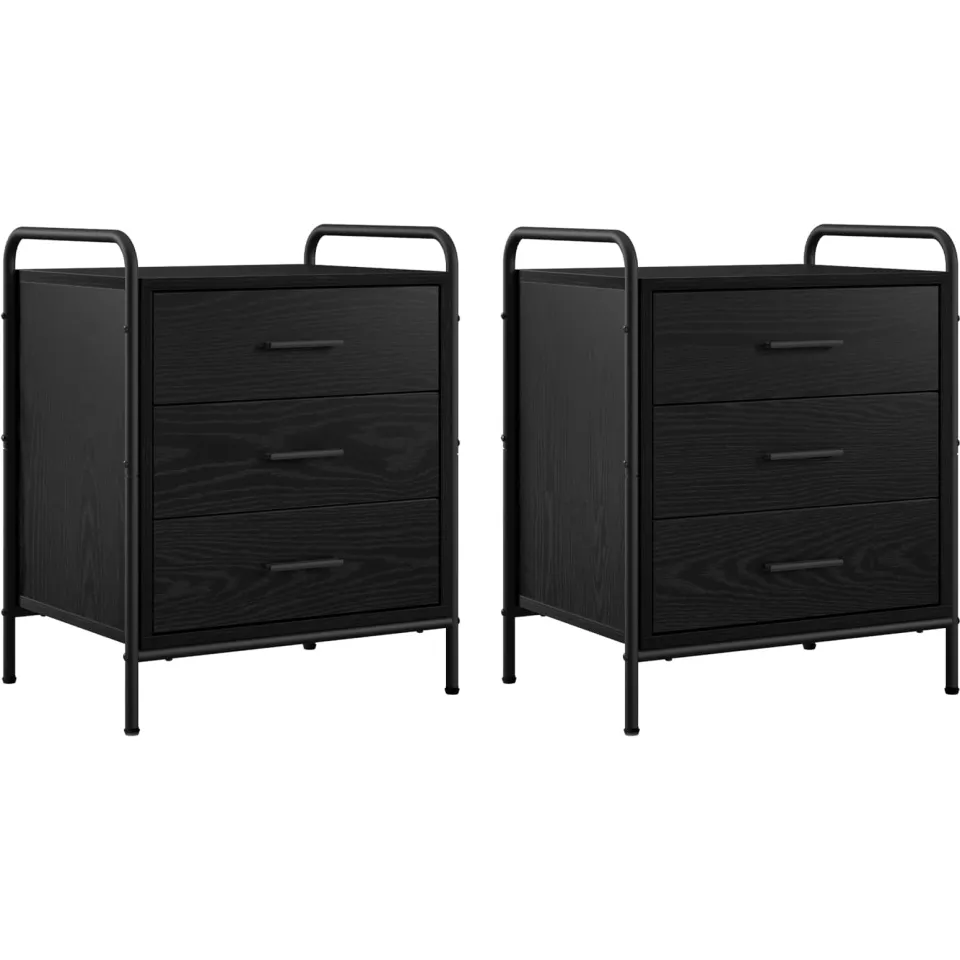 vidaXL Nachtkastje 2 st Zwart eiken 48 x 36,5 x 60 cm Bewerkt hout, foto 3
