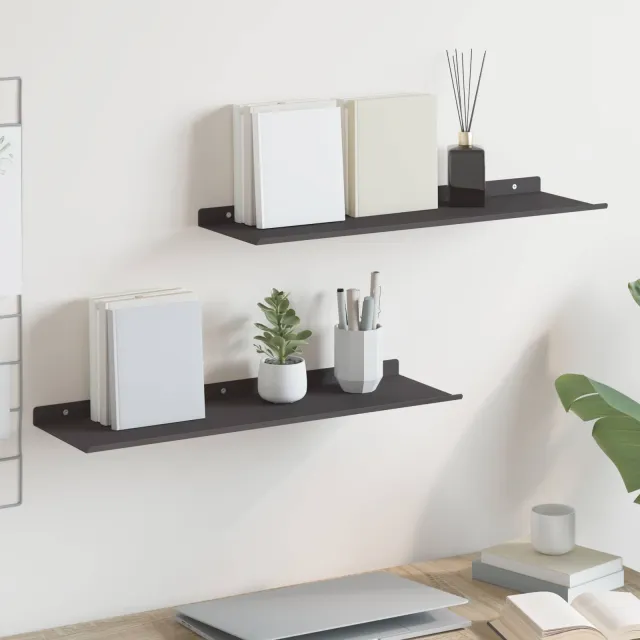vidaXL Drijvende plank 2 st Zwart 60 x 18 x 2,5 cm Staal