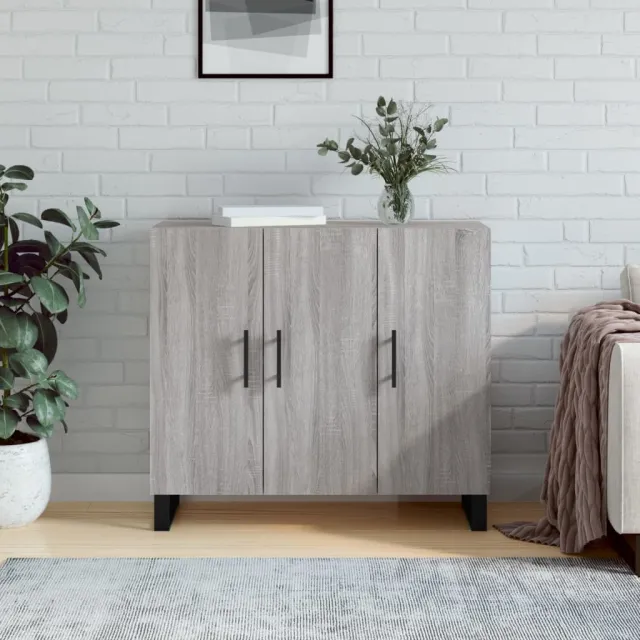 vidaXL Dressoir 90x34x80 cm bewerkt hout grijs sonoma eikenkleurig, foto 2
