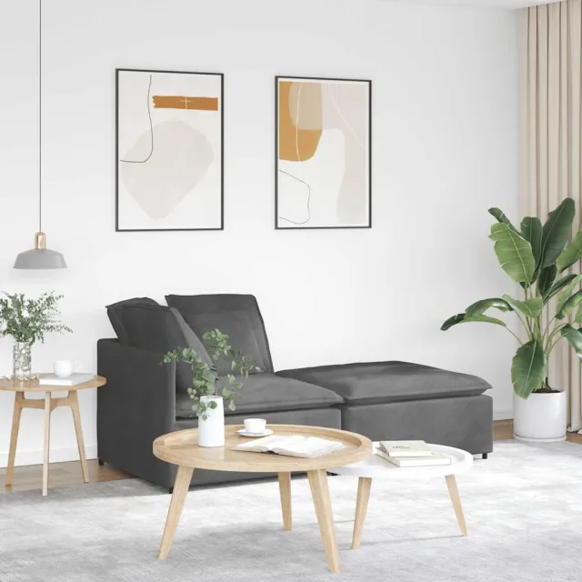 vidaXL Modulaire bank met voetenbank&kussens corduroy stof donkergrijs grijs, foto 2
