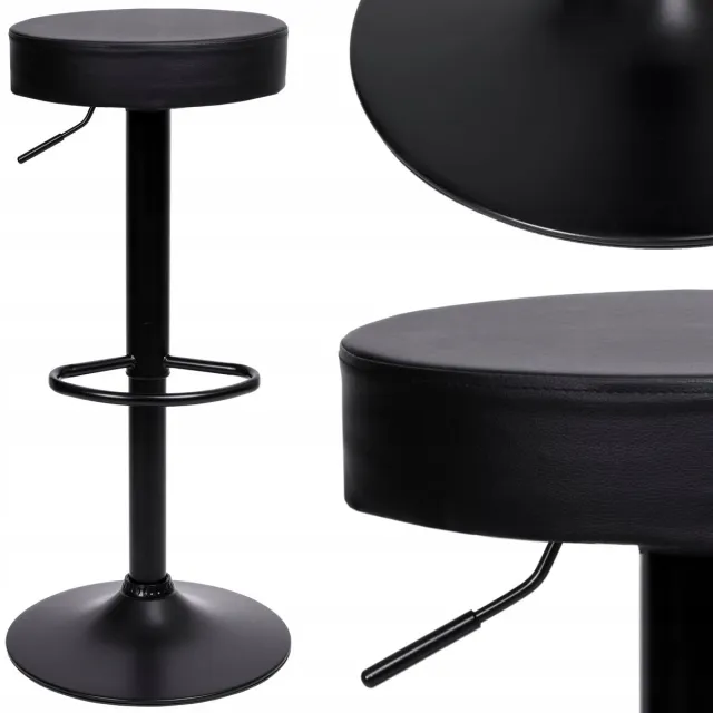eHokery Hoker Barowy Jimi Czarny Obrotowy Regulowany Loft Skóra Ekologiczna Black