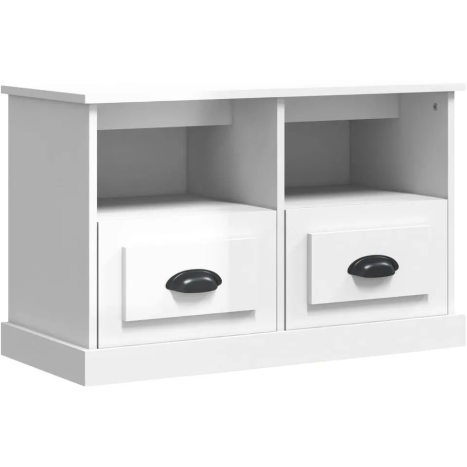 vidaXL Tv-meubel 80x35x50 cm bewerkt hout hoogglans wit