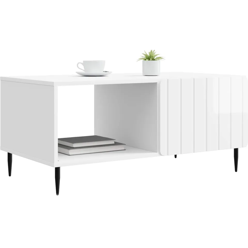 vidaXL Salontafel Hoogglans Wit 90 x 50 x 40 cm Bewerkt hout, foto 2