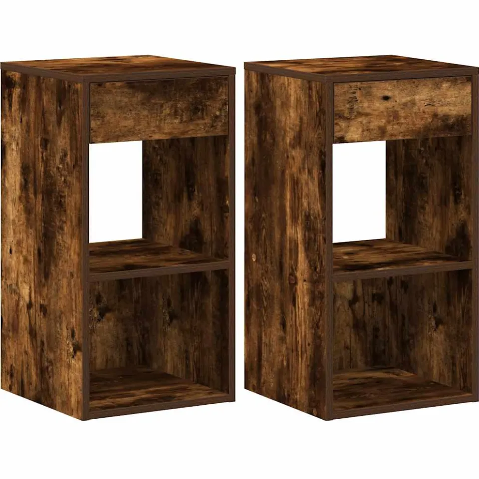 vidaXL Nachtkastjes 2 st met lade 35x34x66,5 cm gerookt eikenkleurig, foto 3