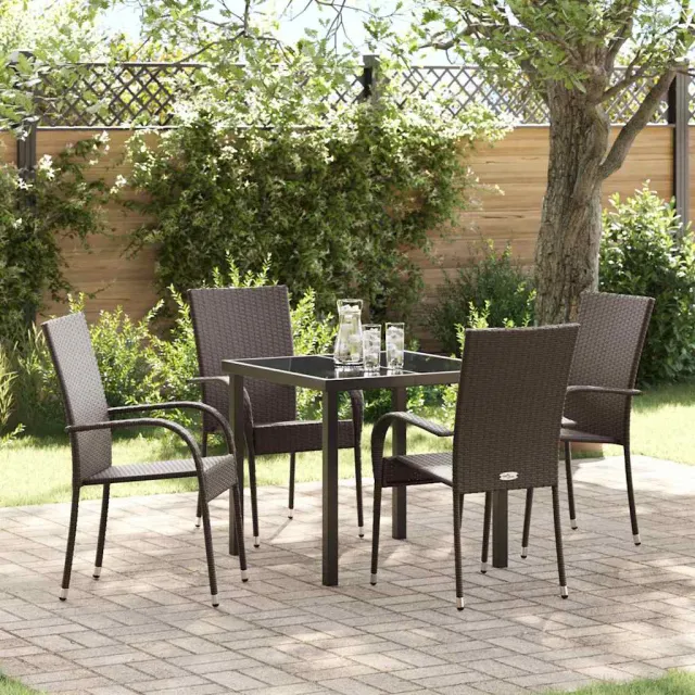 vidaXL Tuin eettafelset 5 st Grijs Gepoedercoat staal, foto 2
