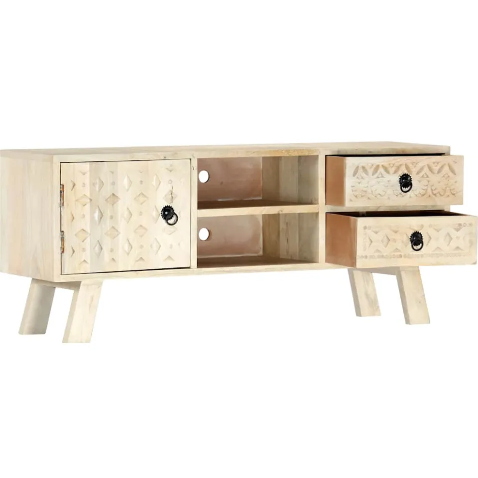 vidaXL Tv-meubel 110x30x44 cm massief mangohout beige, foto 2