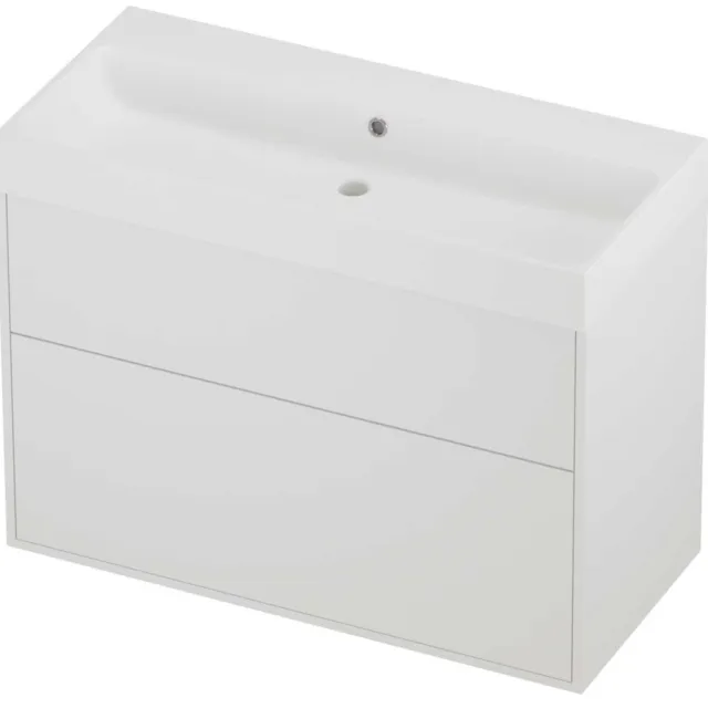 Proline Podium Badmeubelset Polystone Loft 2 Laden 100x46x75 cm Mat Wit Mat White