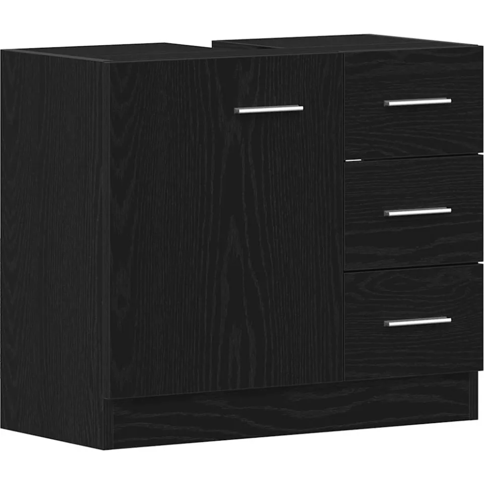 vidaXL Wastafelkast 63x30x54 cm spaanplaat zwart eikenkleurig