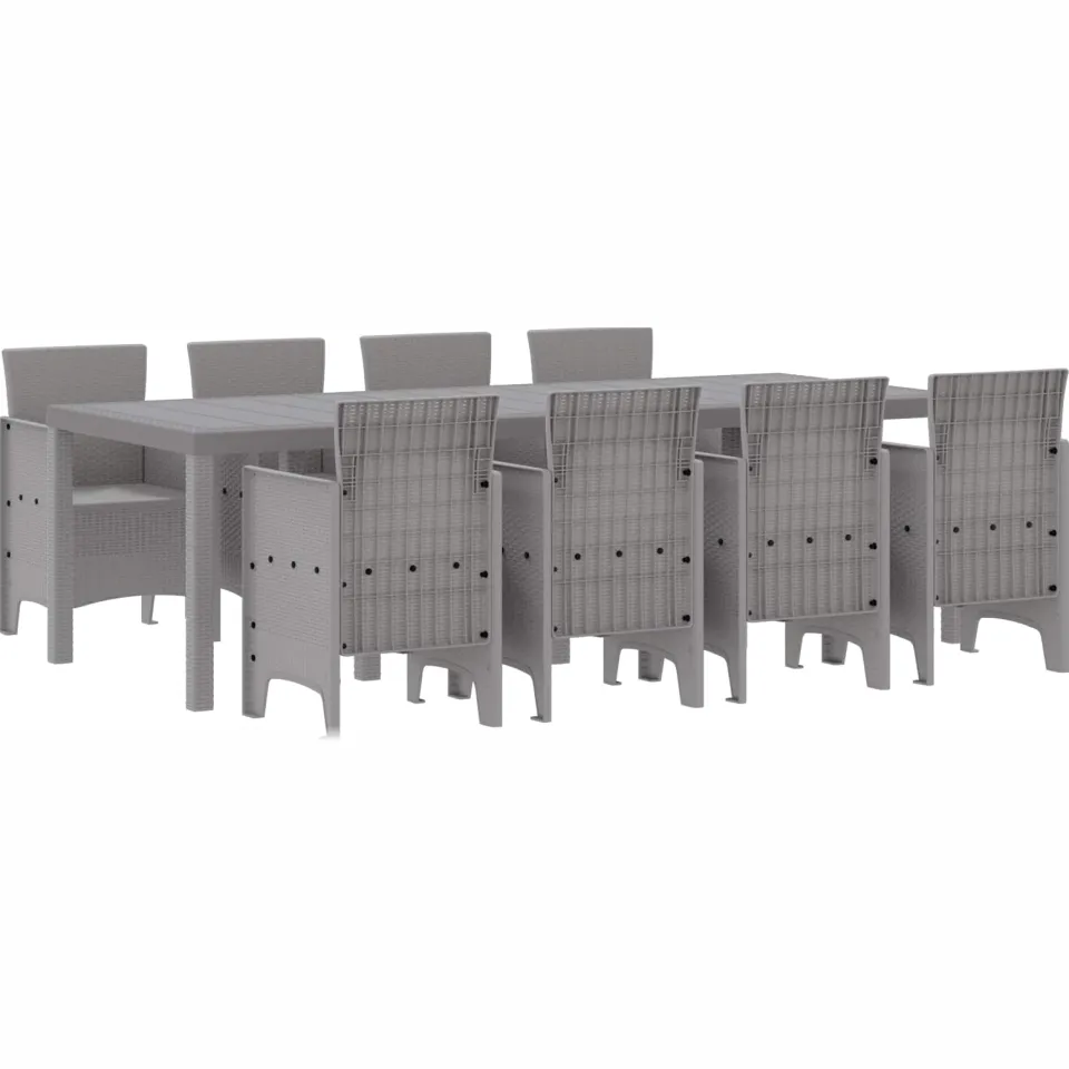 vidaXL Tuin Eetset 9 st Wit Polypropyleen