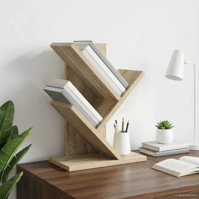 vidaXL Boomvormige boekenplank met 3 planken 30 x 18 x 40 cm bruin, foto 2