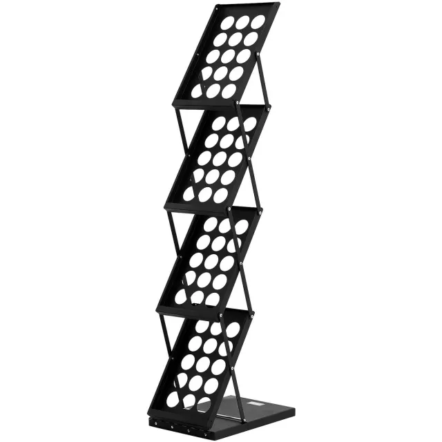 Vevor Brochurestandaard Vloerbrochurestandaard 4 Compartimenten Opvouwbaar, Literatuurstandaards Krantencatalogusstandaard, Brochurestandaard Met Draagtas voor Winkels, Tentoonstellingen, Kantoren 27 X 36 X 125 Cm Zwart