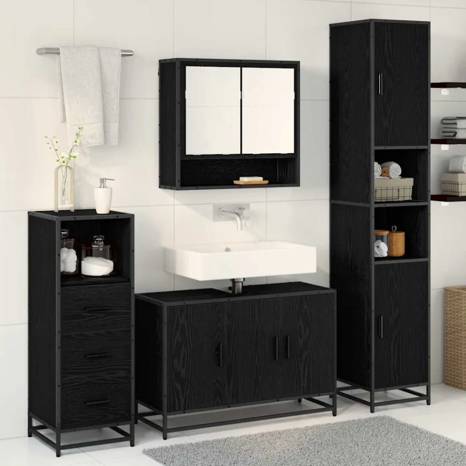 vidaXL Badkamermeubelset 3 st Oud Hout 90 x 33 x 60 cm Bewerkt hout bruin, foto 3
