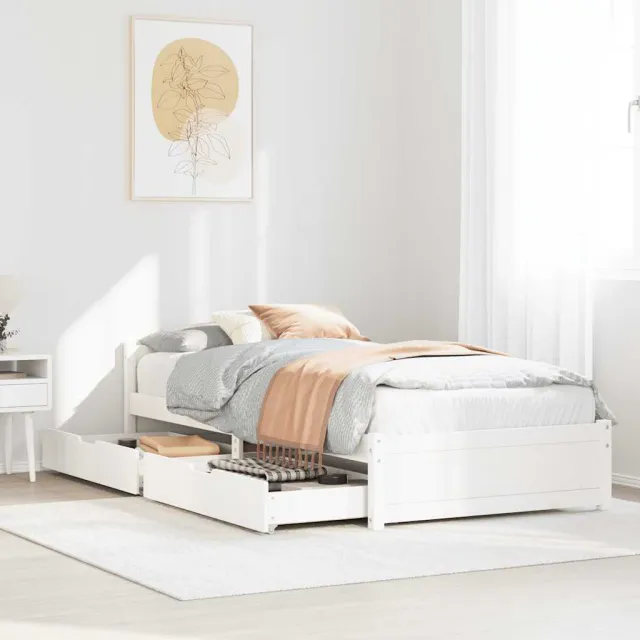 vidaXL Bedframe zonder matras massief grenenhout wit 90x190 cm