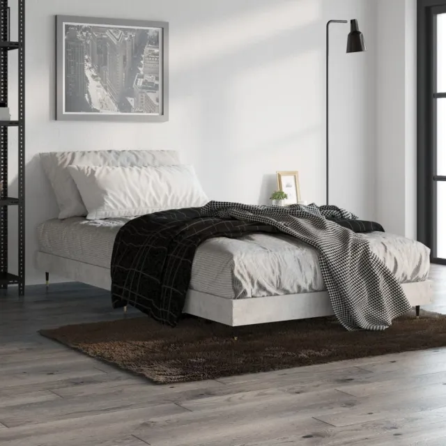 vidaXL Bedframe bewerkt hout betongrijs 90x200 cm