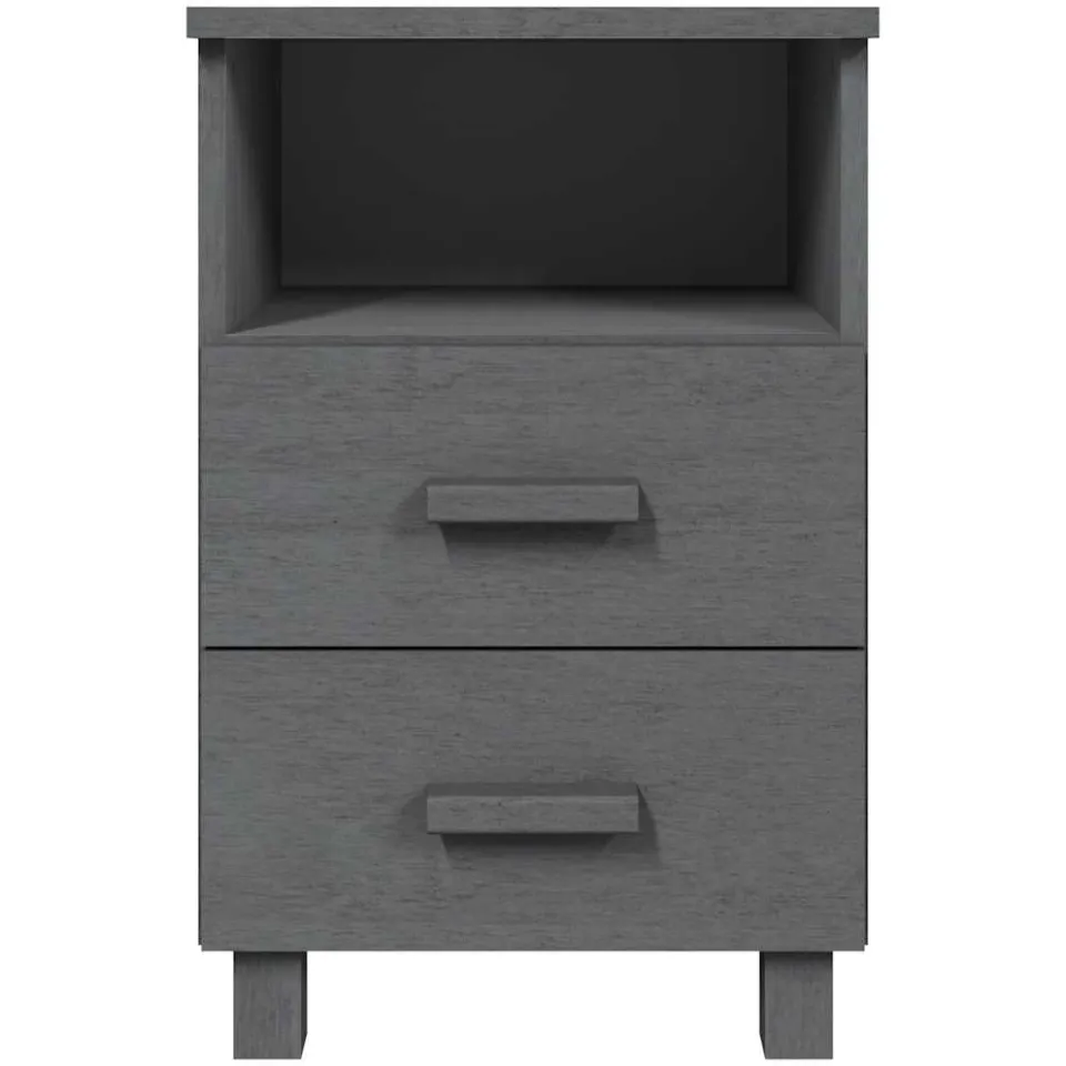 vidaXL Nachtkastje HAMAR 40x35x62 cm massief grenenhout donkergrijs