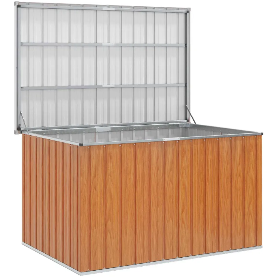 vidaXL Buitenopslagdoos Gegalvaniseerd staal 150 x 101 x 91 cm Hout bruin, foto 2