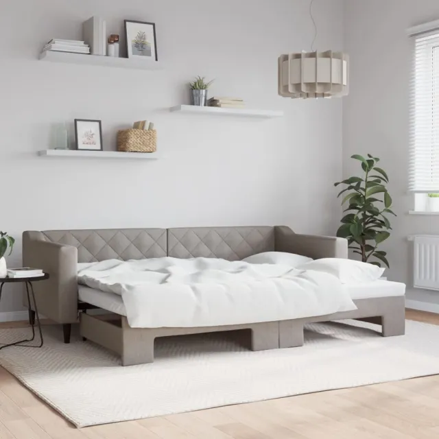 vidaXL Slaapbank met onderschuifbed 80x200 cm stof taupe