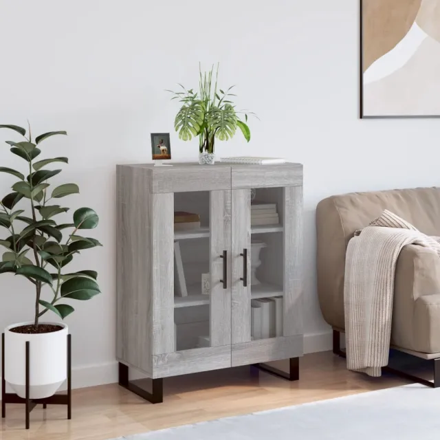 vidaXL Dressoir 69,5x34x90 cm bewerkt hout grijs sonoma eikenkleurig, foto 2