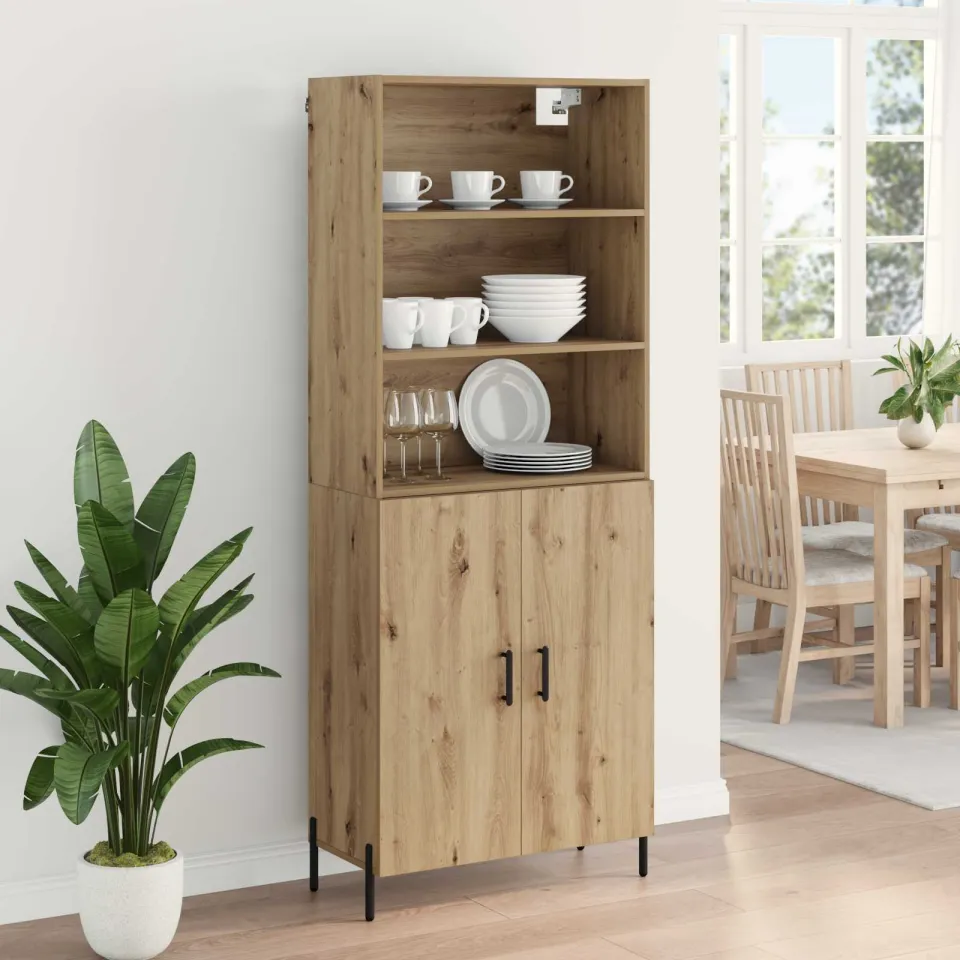 vidaXL Hoge kast Artisan Eiken 69,5 x 32,5 x 180 cm Bewerkt hout, foto 4