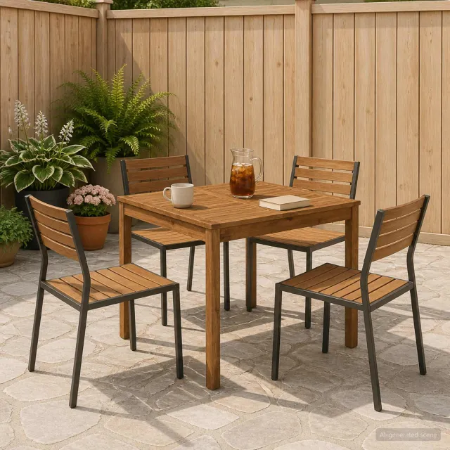 vidaXL Tuindiner tafel LAREN Naturel 80 x 80,5 x 75 cm Bruin