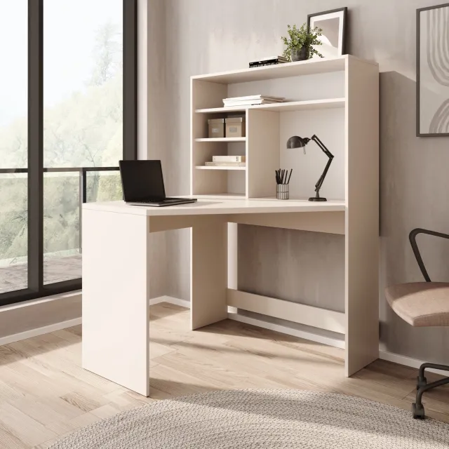 MEUBELLA Brento - Bureau - Beige - 101x96x75 cm
