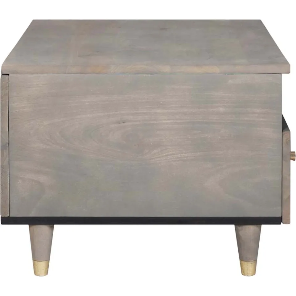 vidaXL Salontafel met lade Grijs 80 x 54 x 40 cm Massief Mango Hout, foto 4