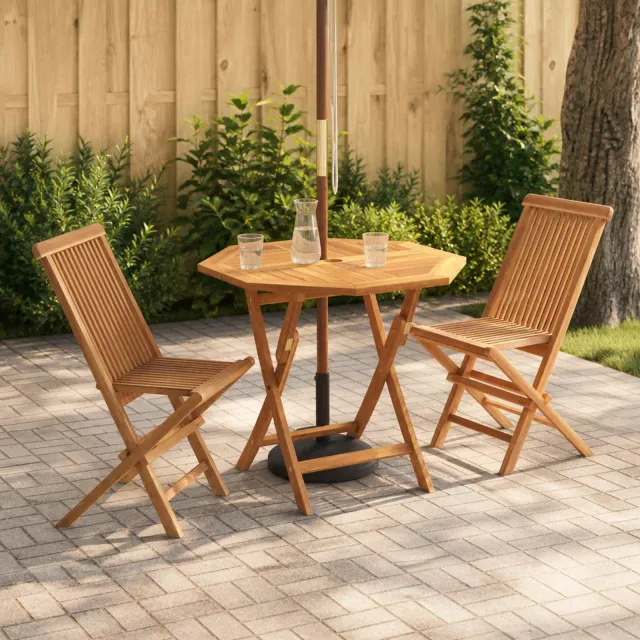 vidaXL 3-delige opvouwbare bistroset voor in de tuin Naturel, foto 2