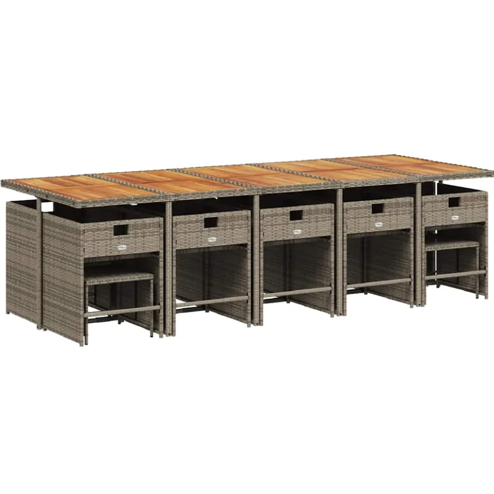 vidaXL 15-delige Tuinset met kussens poly rattan grijs, foto 4