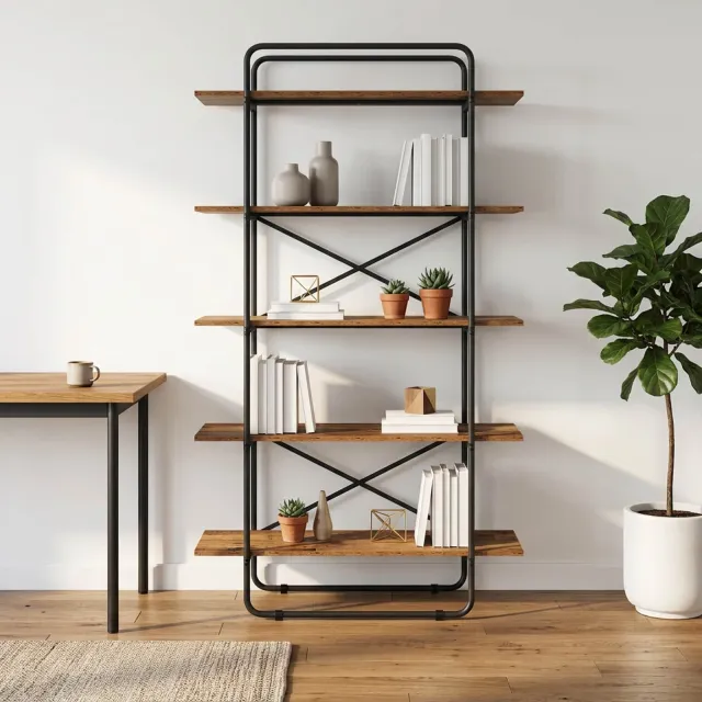 vidaXL Boekenrek 5-laags 100 x 35 x 175,5 cm PB Eikenhout, foto 2