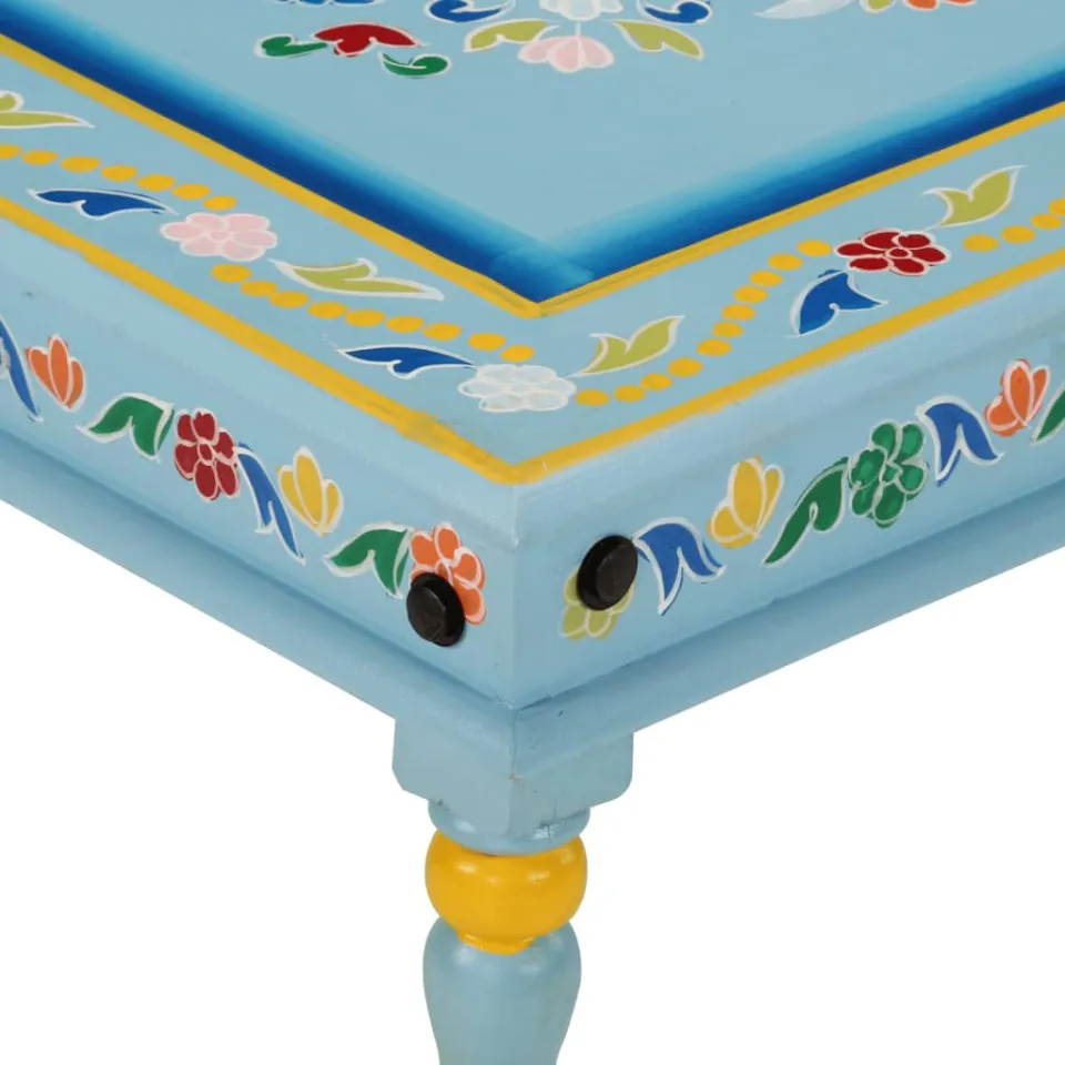 vidaXL Salontafel handbeschilderd massief mangohout turquoise, foto 4