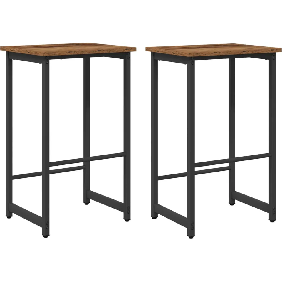 vidaXL Barkruk 2 st Oud hout 40 x 32 x 74 cm Bewerkt hout Bruin