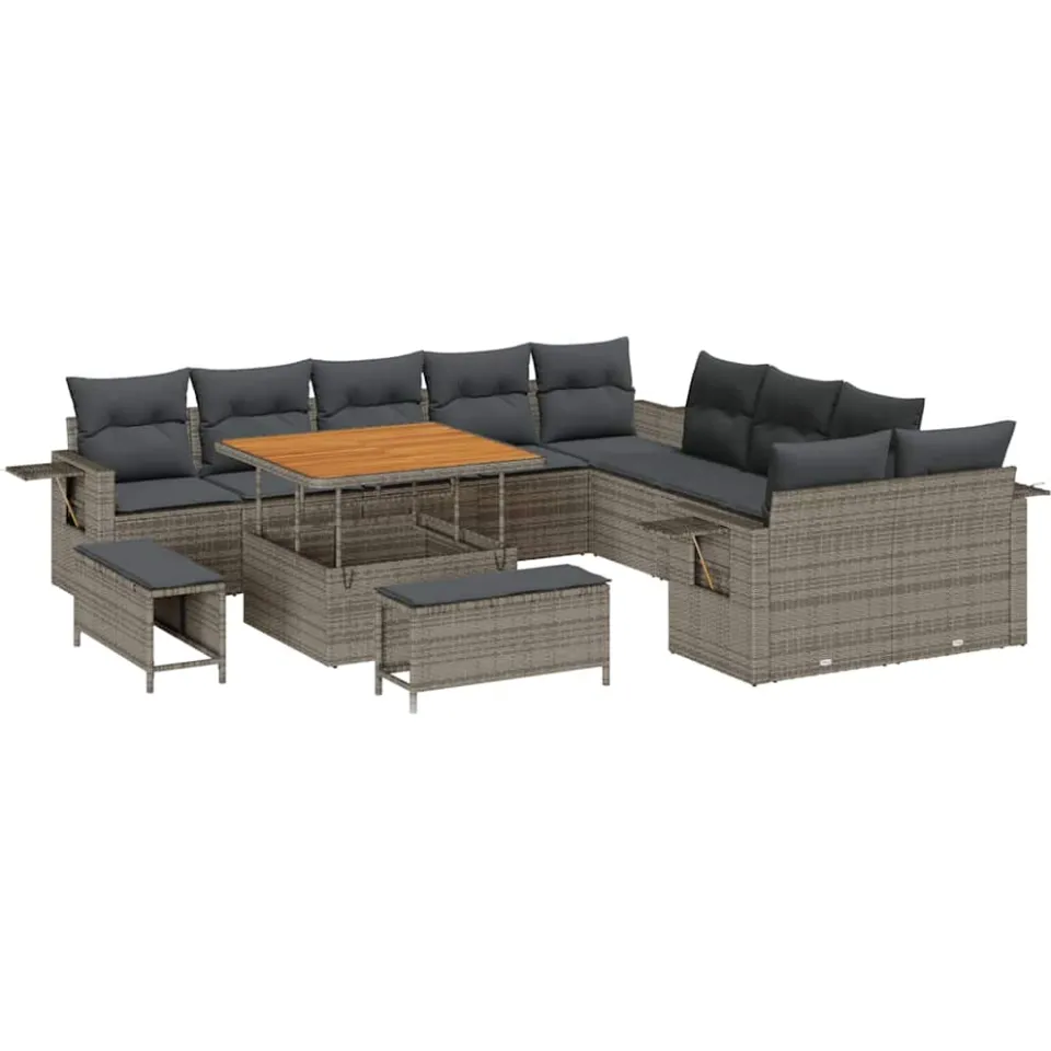 vidaXL Tuin Sofa Set 13 st Grijs poly rattan