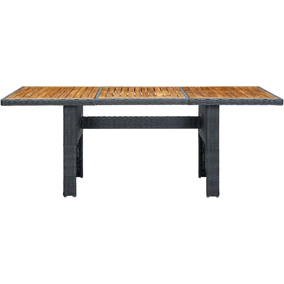 vidaXL Tuintafel poly rattan en massief acaciahout donkergrijs grijs, foto 2