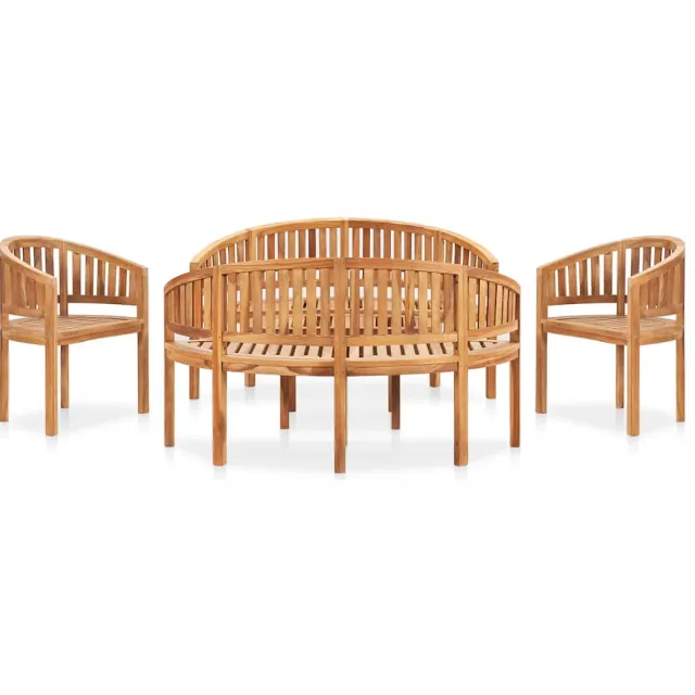 vidaXL 5-delige Loungeset banaanvormig massief teakhout bruin