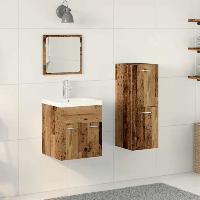vidaXL Badkamermeubelset 4 st Oudhout Bewerkt hout Bruin