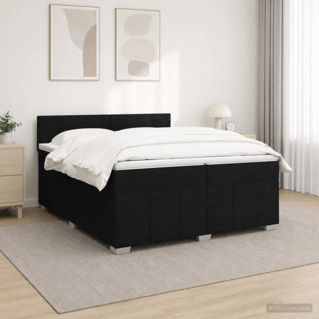vidaXL Boxspringbed met matras met hoofdeinde Zwart 200 x 200 cm Stof