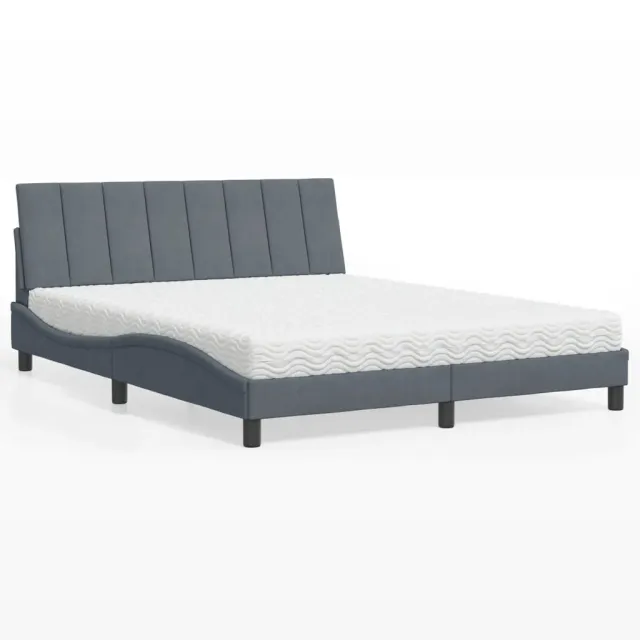 vidaXL Bed met matras "Hanko" fluweel donkergrijs 160x200 cm