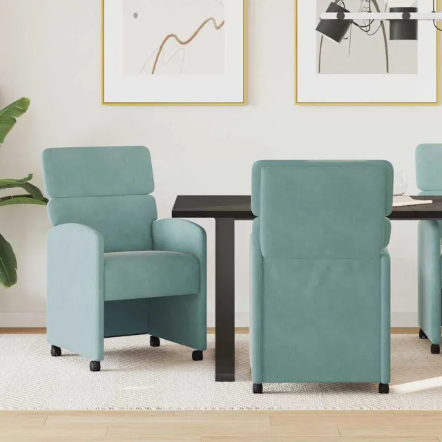 vidaXL Eetkamerstoelen met Wieltjes 2 st Fluweel Zeegroen
