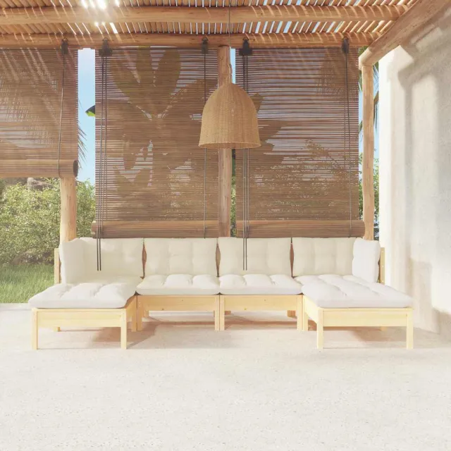 vidaXL 6-delige Loungeset met crèmekleurige kussens grenenhout, foto 2