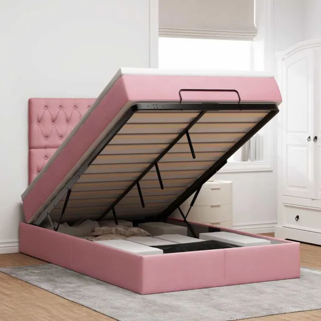 vidaXL Ottoman bed met matrassen 120x190cm fluweel roze