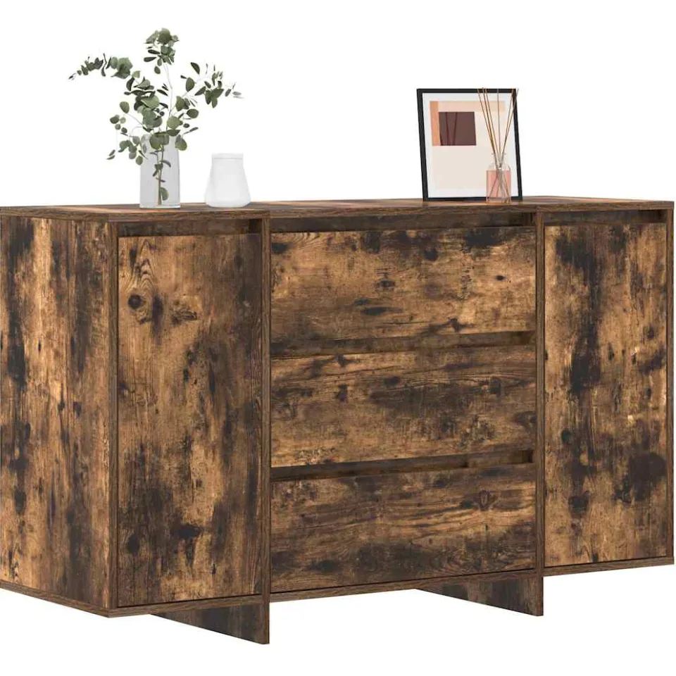 vidaXL Dressoir Gerookt eiken 120 x 41 x 75 cm Bewerkt hout